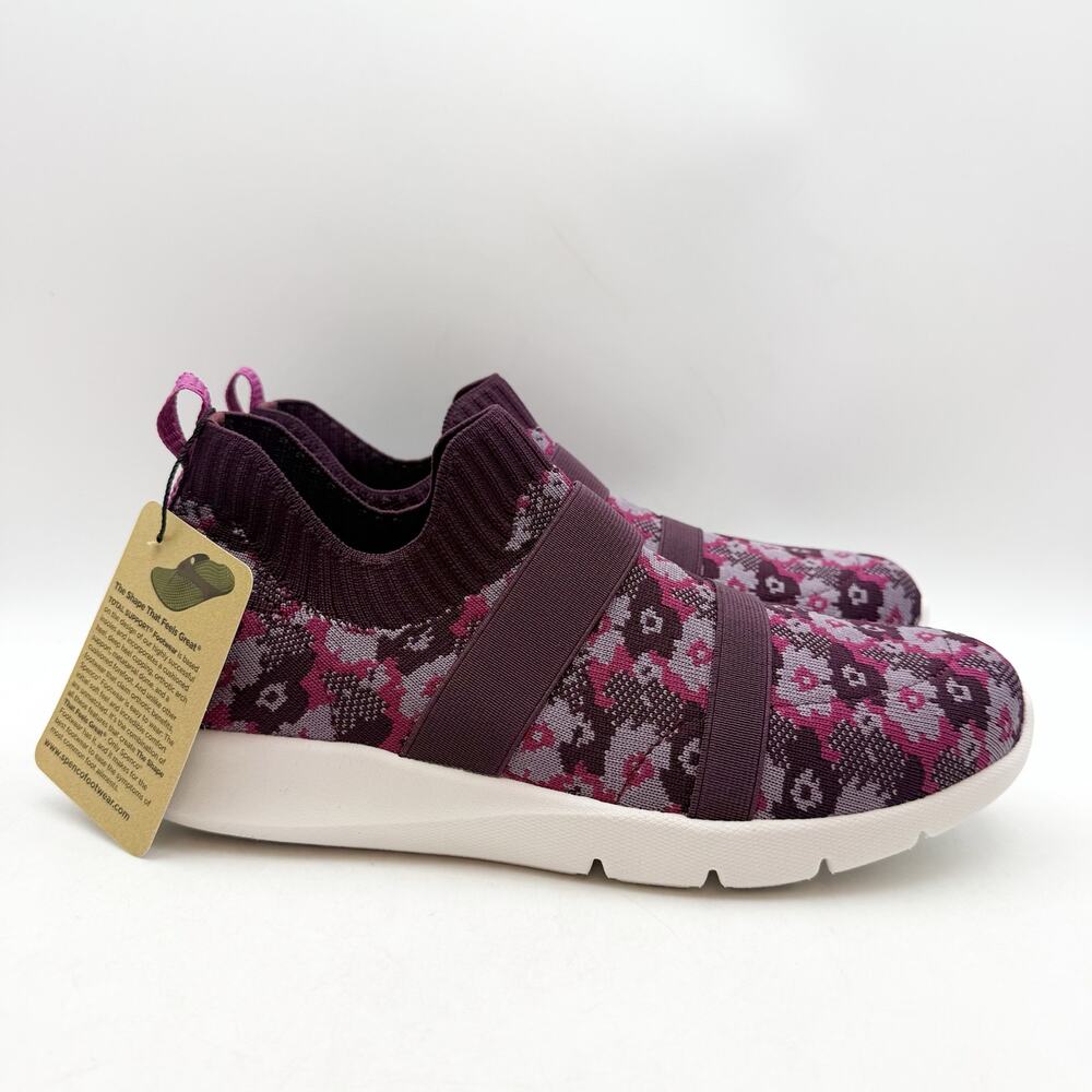 Spenco Womens Karma Stretch Sneakers US 9 M EU 39.5 Fuchsia Floral Purple NIB - Picture 3 of 12